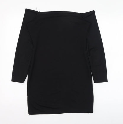 PRETTYLITTLETHING Womens Black  Polyester Pencil Dress  Size 8  Square Neck Pullover