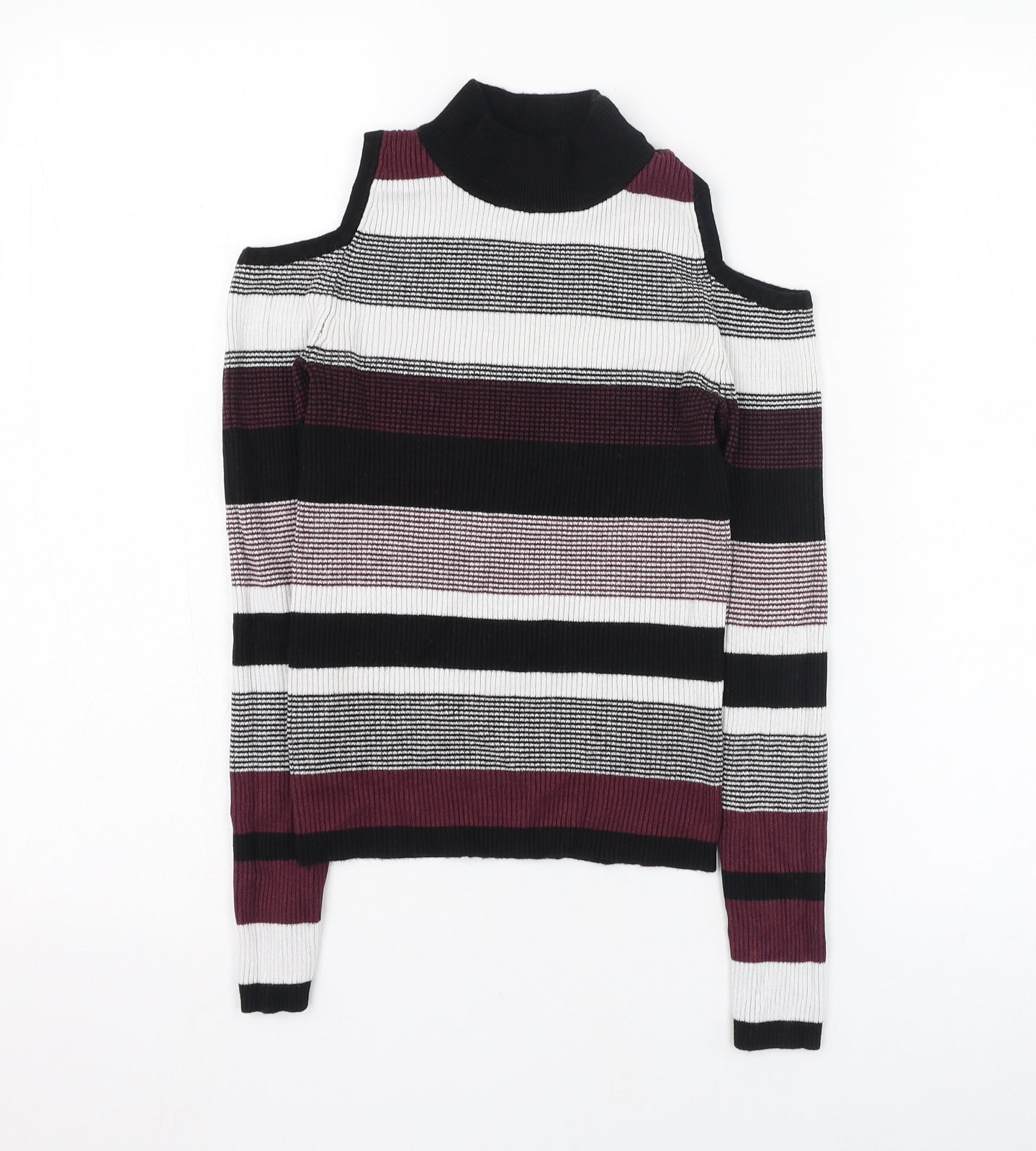 Atmosphere Womens Multicoloured Mock Neck Striped Viscose Pullover Jumper Size 8