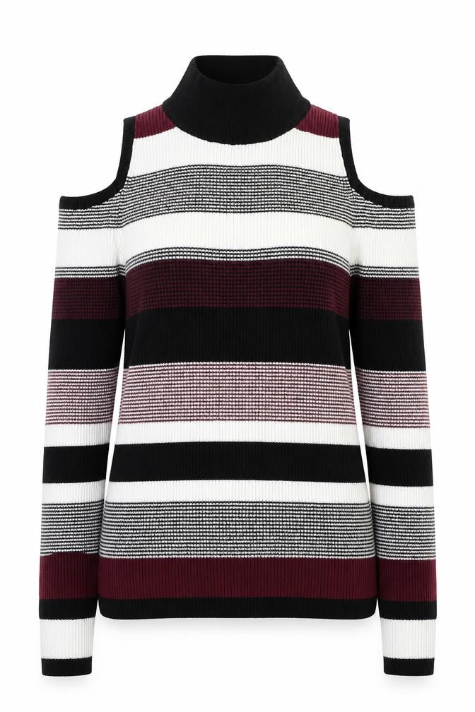 Atmosphere Womens Multicoloured Mock Neck Striped Viscose Pullover Jumper Size 8