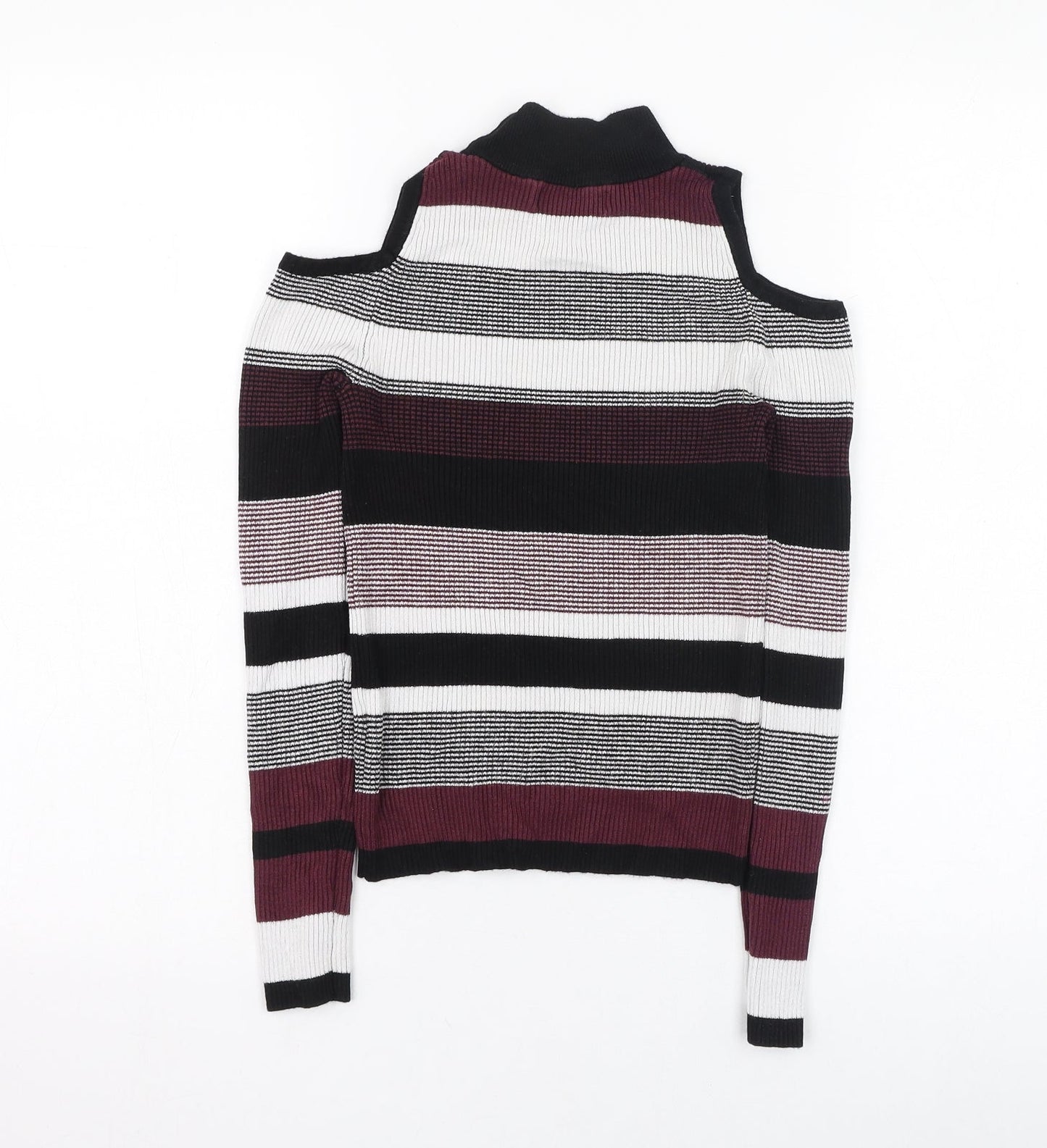 Atmosphere Womens Multicoloured Mock Neck Striped Viscose Pullover Jumper Size 8