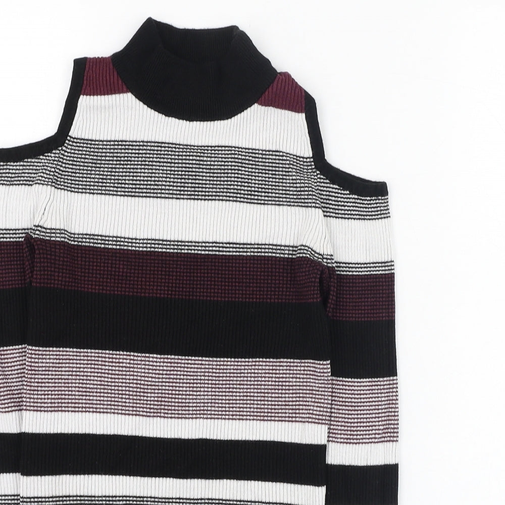 Atmosphere Womens Multicoloured Mock Neck Striped Viscose Pullover Jumper Size 8
