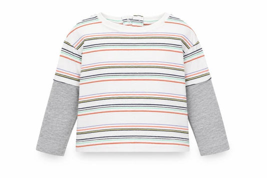 Dunnes Boys White Striped Cotton Basic T-Shirt Size 3-6 Months Round Neck Pullover
