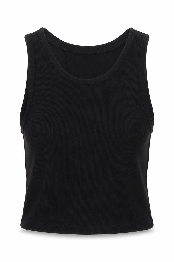 Misguided Womens Black  Polyester Cropped Tank Size 6 Round Neck
