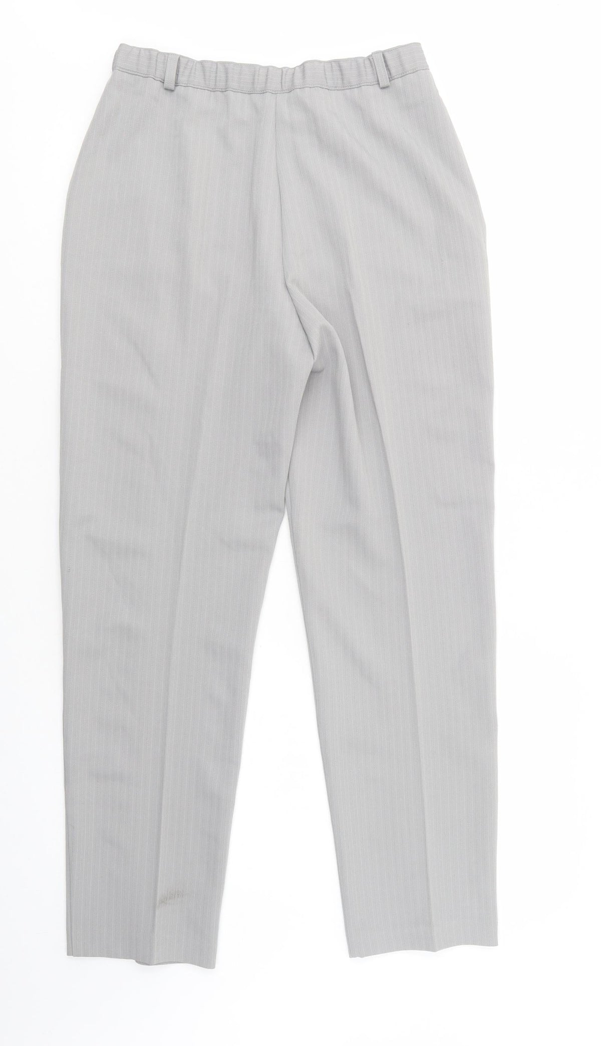 Slimma Womens Grey Striped Polyester Dress Pants Trousers Size 10 L30 in Regular Button