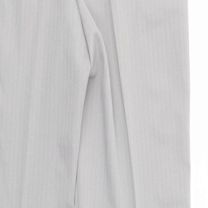 Slimma Womens Grey Striped Polyester Dress Pants Trousers Size 10 L30 in Regular Button