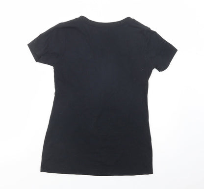SunFrog Womens Black  Cotton Basic T-Shirt Size S V-Neck - Hogweights