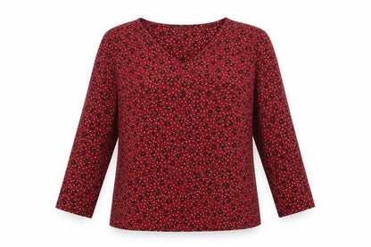 Bonmarché Womens Red Animal Print Polyester Basic Blouse Size 12 V-Neck