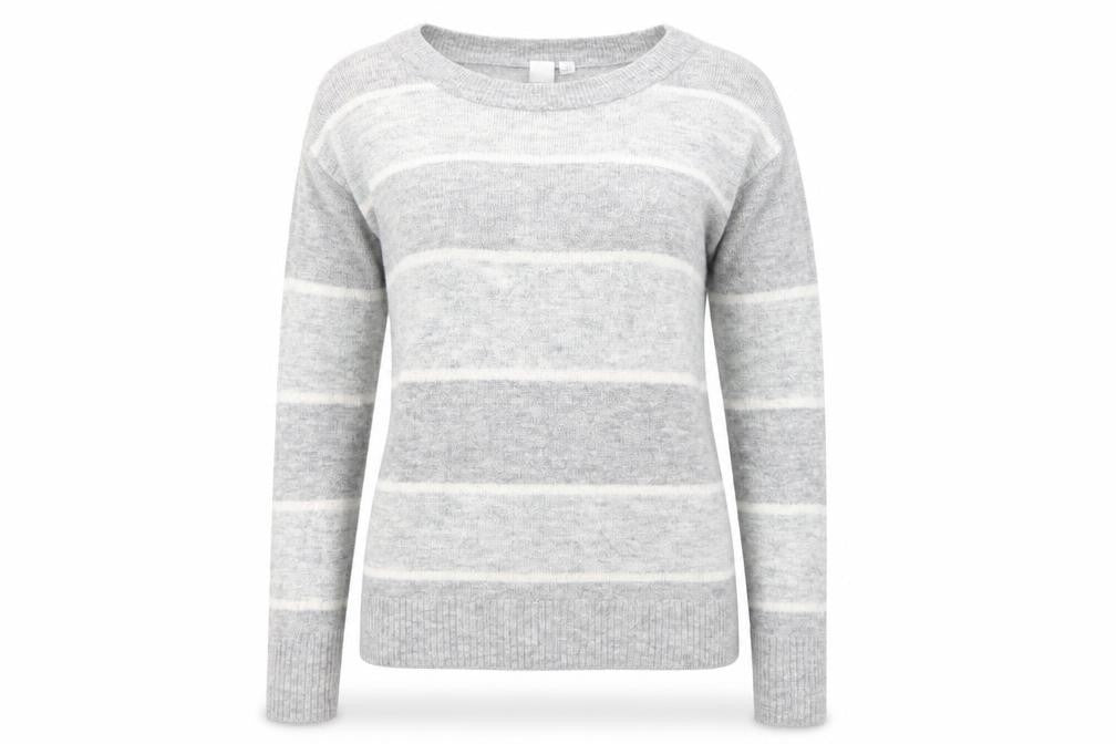Gap Womens Grey Scoop Neck Striped Acrylic Pullover Jumper Size XS