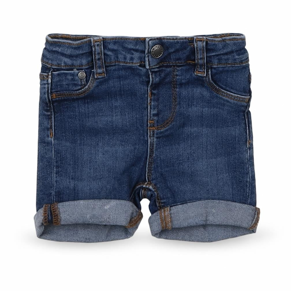 Primark Girls Blue  Cotton Cropped Jeans Size 6-9 Months  Button