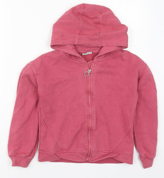 Matalan Girls Pink  Cotton Full Zip Hoodie Size 10 Years  Zip