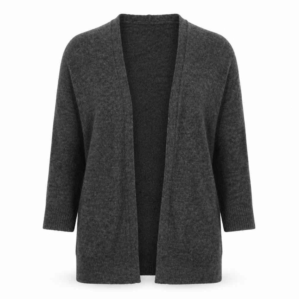 Isabella D Womens Grey V-Neck  Acrylic Cardigan Jumper Size S