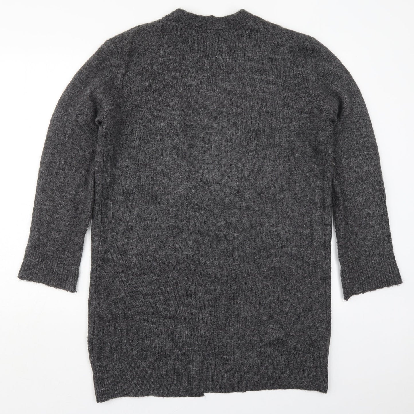 Isabella D Womens Grey V-Neck  Acrylic Cardigan Jumper Size S