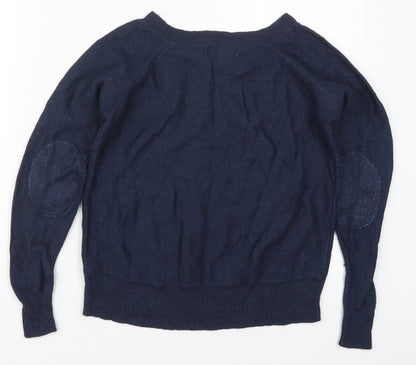 Next Womens Blue Boat Neck  Viscose Pullover Jumper Size 8