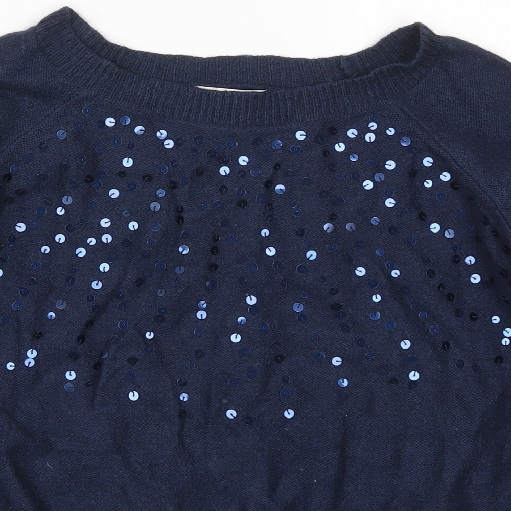 NEXT Womens Blue Boat Neck  Viscose Pullover Jumper Size 8