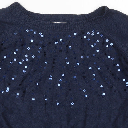 Next Womens Blue Boat Neck  Viscose Pullover Jumper Size 8