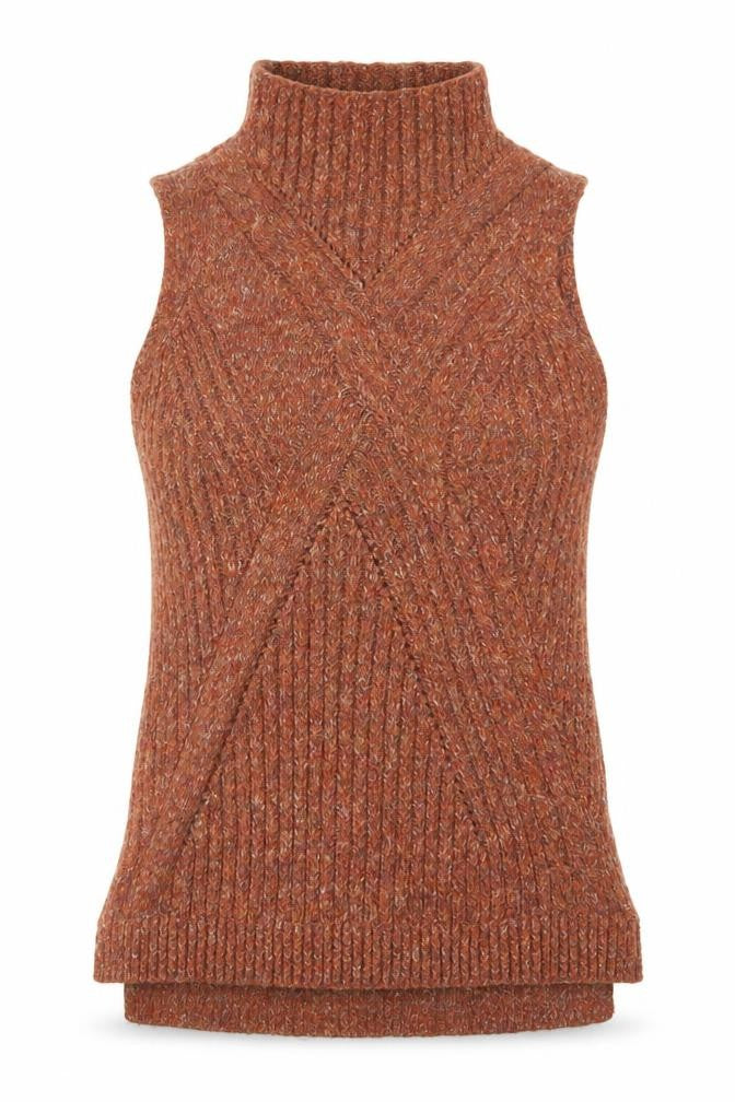 F&F Womens Orange Mock Neck  Polyester Vest Jumper Size 6