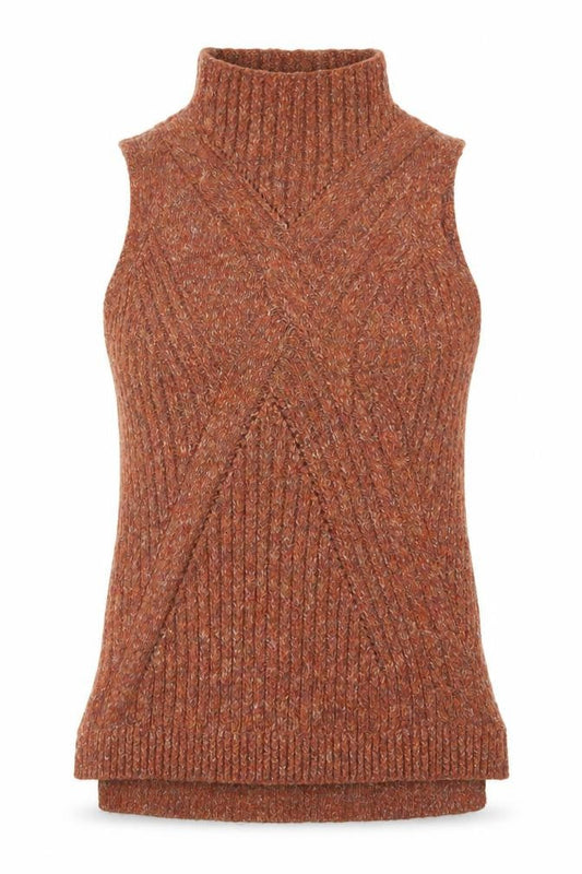 F&F Womens Orange Mock Neck  Polyester Vest Jumper Size 6
