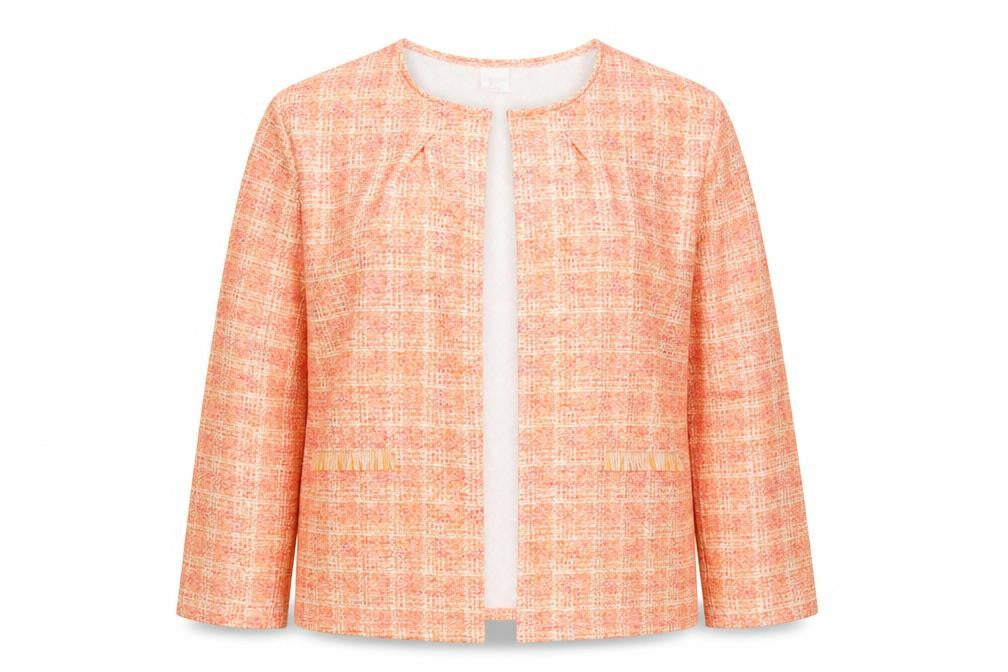 Laure De Ssine Womens Orange Check  Jacket  Size 16  Hook & Eye