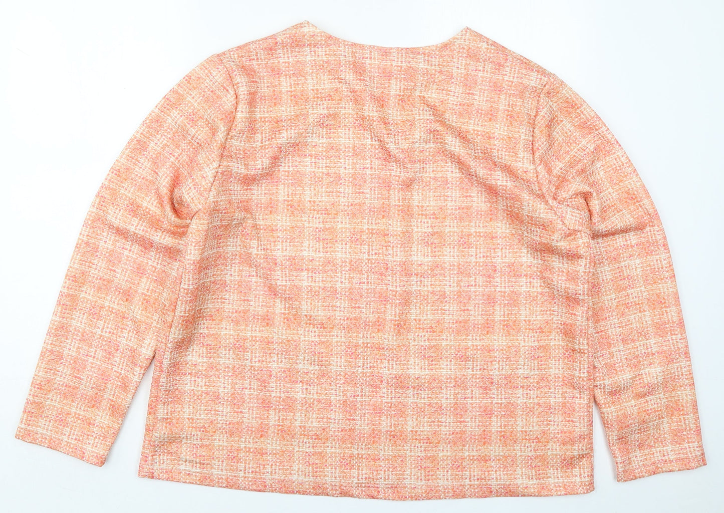 Laure De Ssine Womens Orange Check  Jacket  Size 16  Hook & Eye