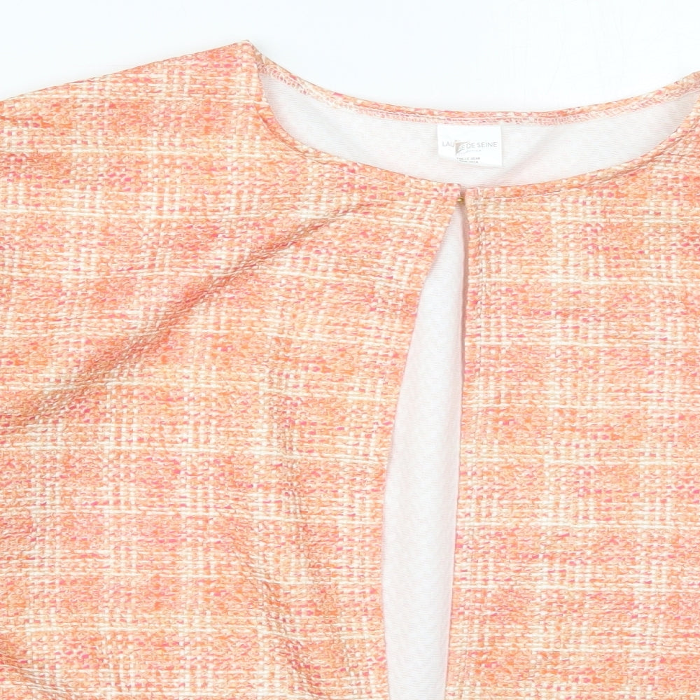 Laure De Ssine Womens Orange Check  Jacket  Size 16  Hook & Eye