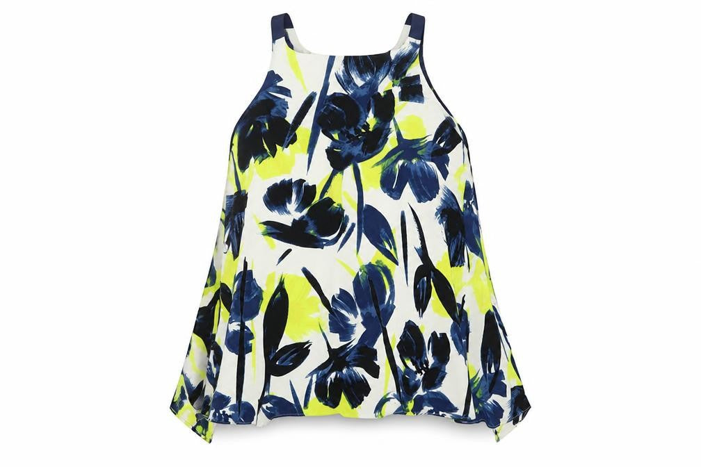 NEXT Womens Blue Floral Viscose Basic Tank Size 10 Scoop Neck
