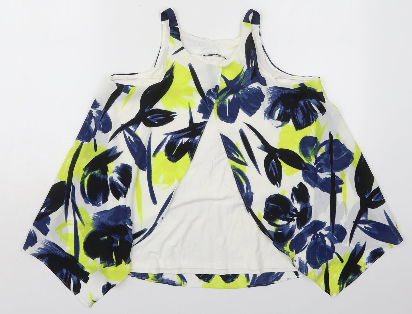 NEXT Womens Blue Floral Viscose Basic Tank Size 10 Scoop Neck
