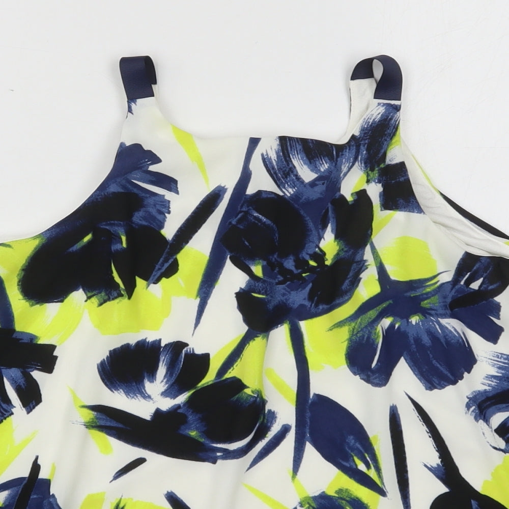 NEXT Womens Blue Floral Viscose Basic Tank Size 10 Scoop Neck
