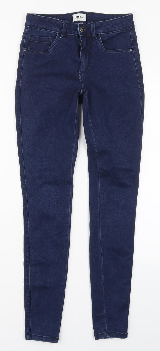 Only Womens Blue  Cotton Skinny Jeans Size S L30 in Regular Button