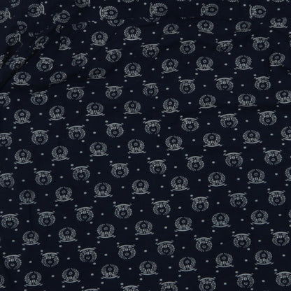 Pelaco Mens Blue Geometric Polyester  Button-Up Size L Collared Button