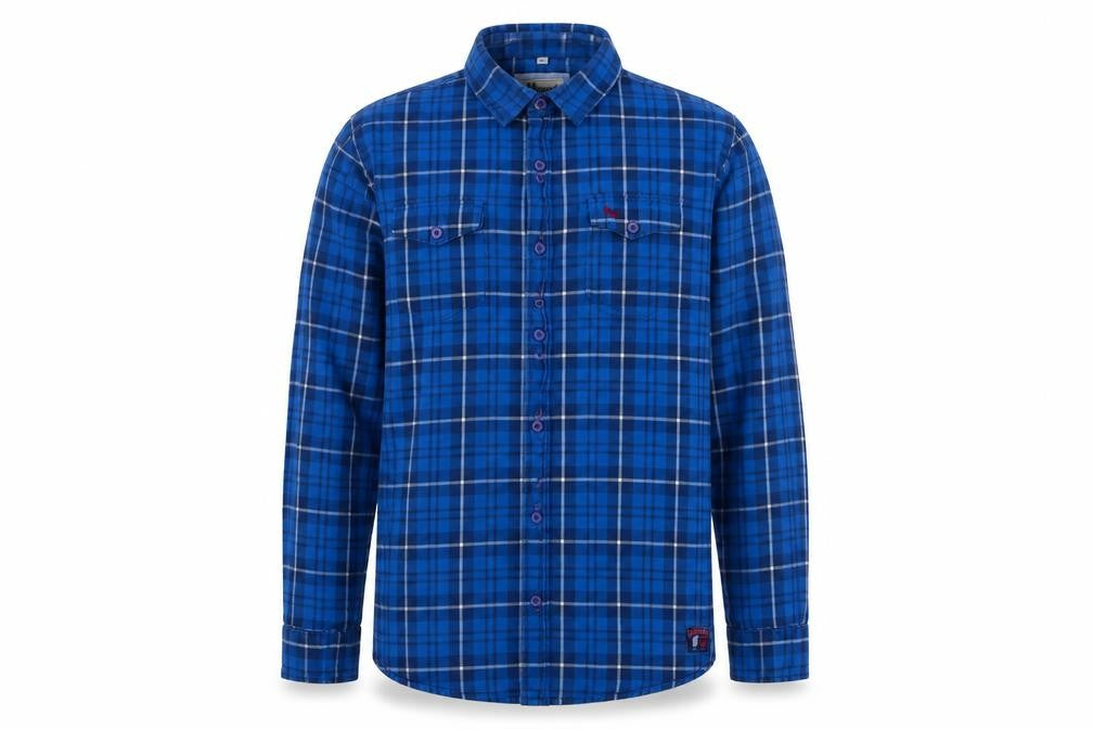 Mineral  Mens Blue Plaid Cotton  Button-Up Size XL Collared Button