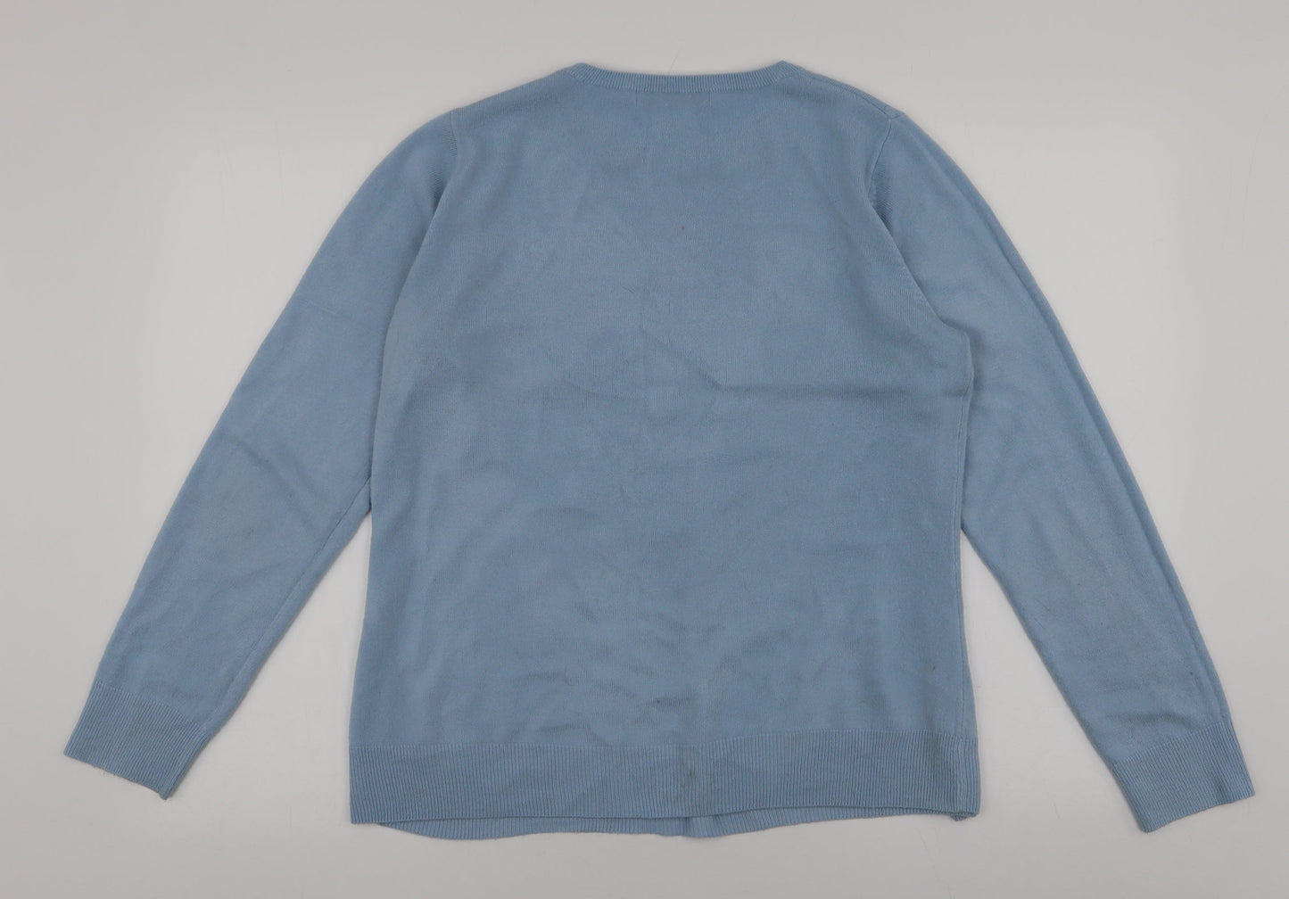 V by Very Womens Blue Round Neck  Acrylic Pullover Jumper Size 14