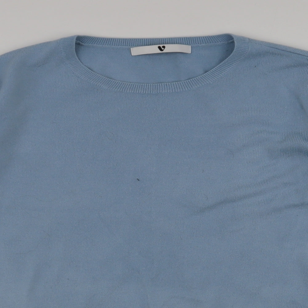 V by Very Womens Blue Round Neck  Acrylic Pullover Jumper Size 14