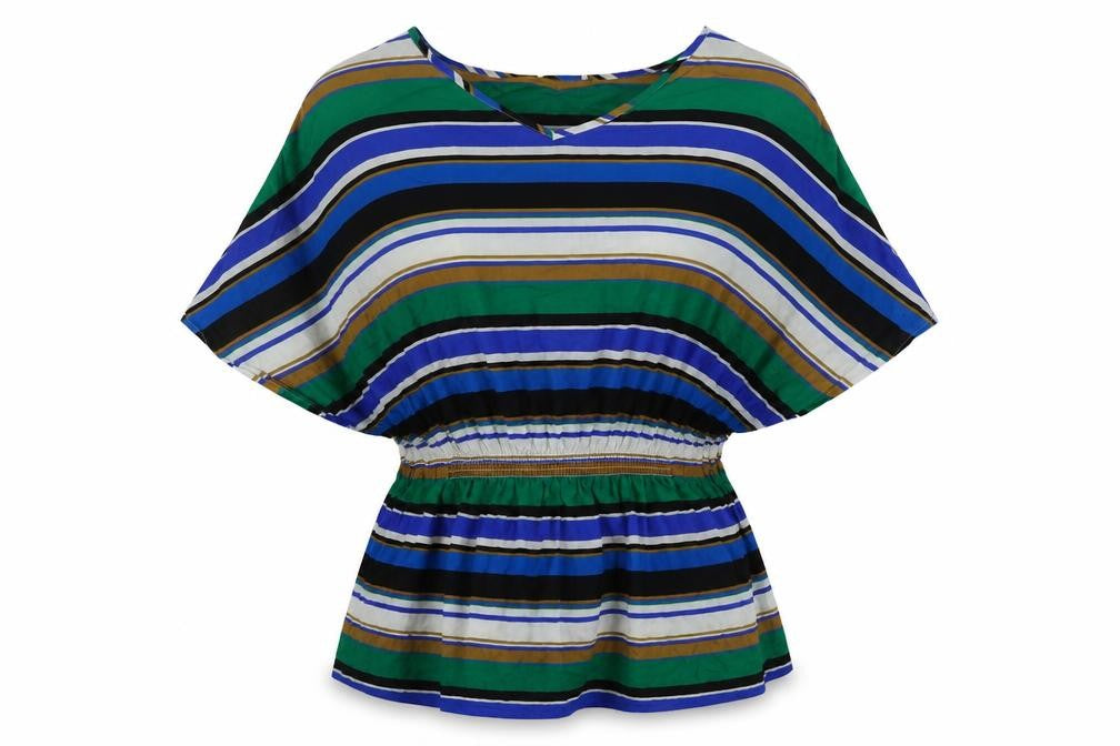 NEXT Womens Multicoloured Striped 100% Cotton A-Line  Size M  V-Neck Pullover - Beach cover up