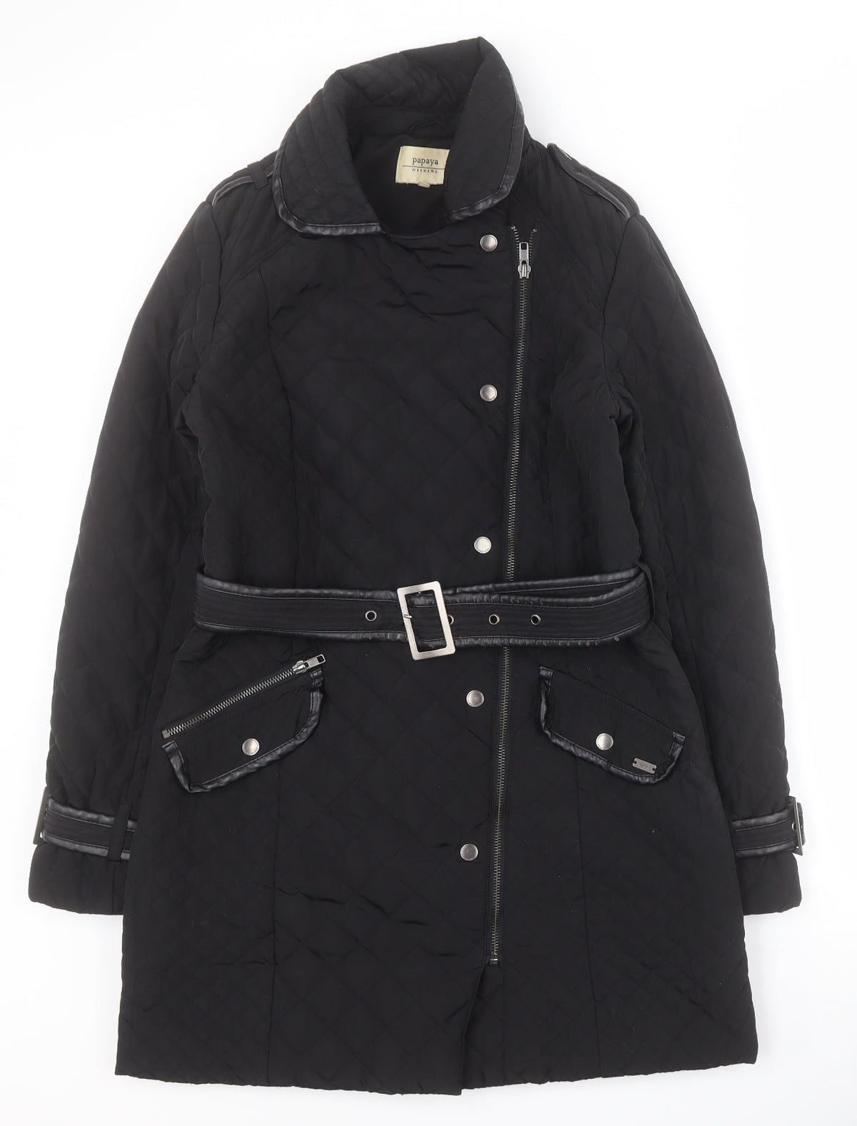 Matalan Womens Black   Quilted Coat Size 10  Zip