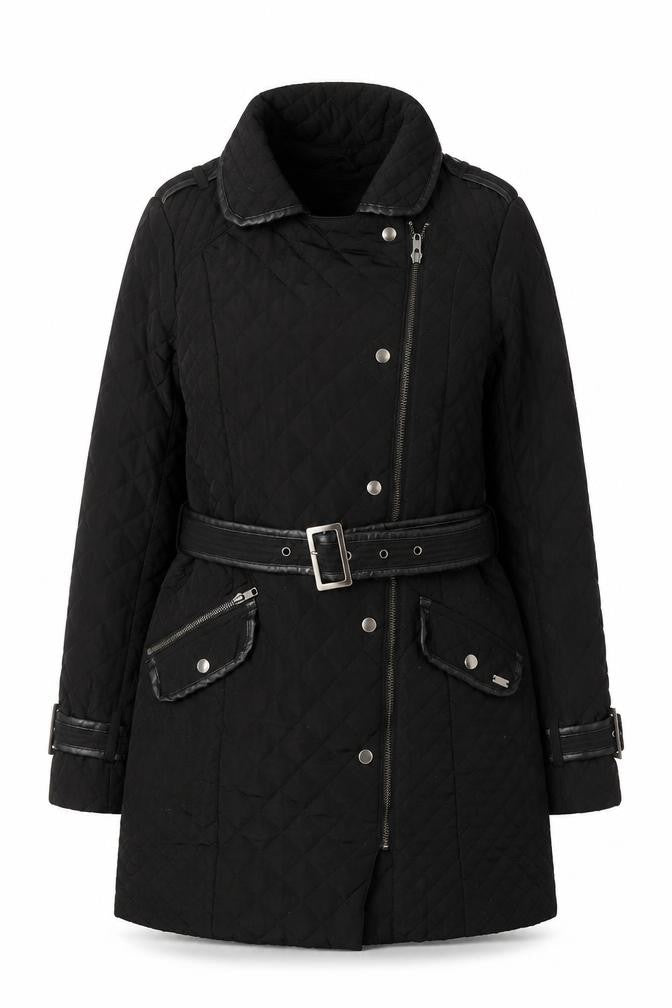 Matalan Womens Black   Quilted Coat Size 10  Zip