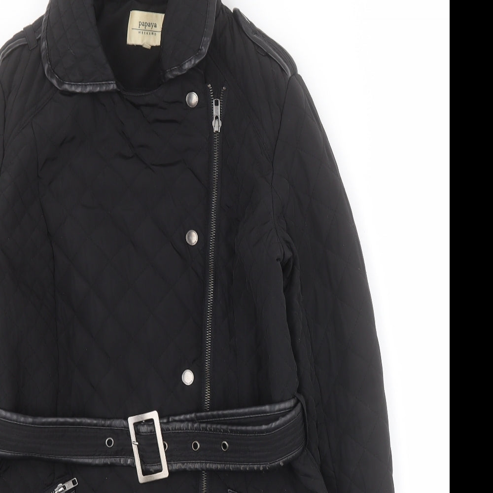 Matalan Womens Black   Quilted Coat Size 10  Zip