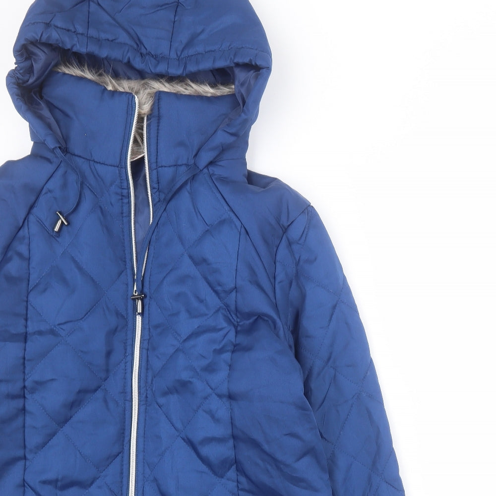 Anne De Lancay Womens Blue   Quilted Coat Size 8  Zip
