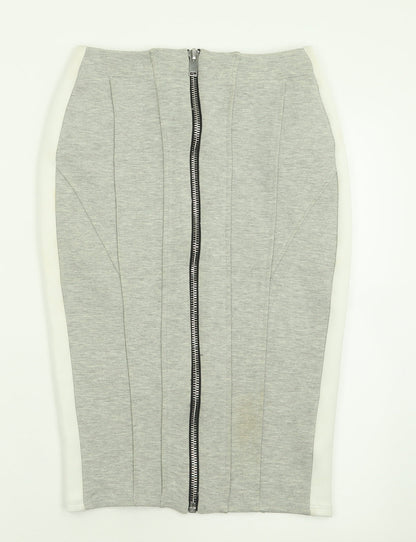 River Island Womens Grey  Polyester A-Line Skirt Size 8   Zip