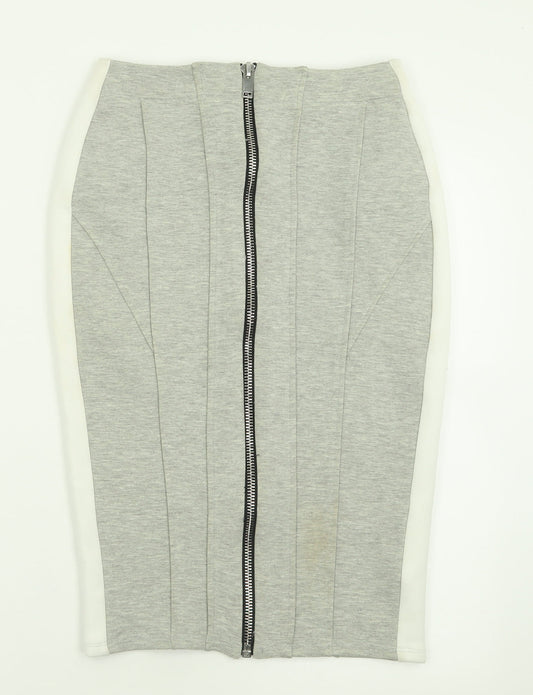 River Island Womens Grey  Polyester A-Line Skirt Size 8   Zip