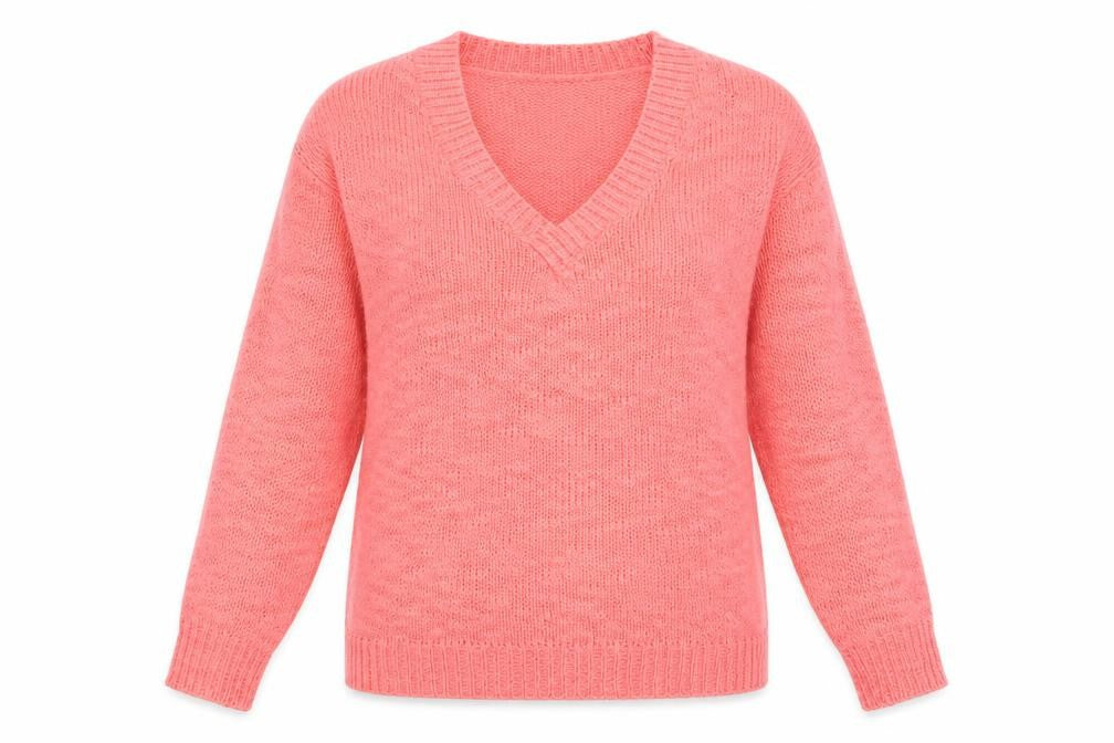 H&M Womens Pink V-Neck  Acrylic Pullover Jumper Size M