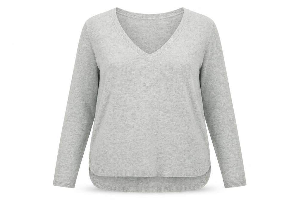 H&M Womens Grey V-Neck  Polyamide Pullover Jumper Size XS