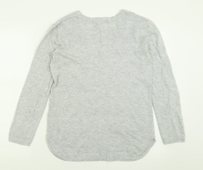 H&M Womens Grey V-Neck  Polyamide Pullover Jumper Size XS