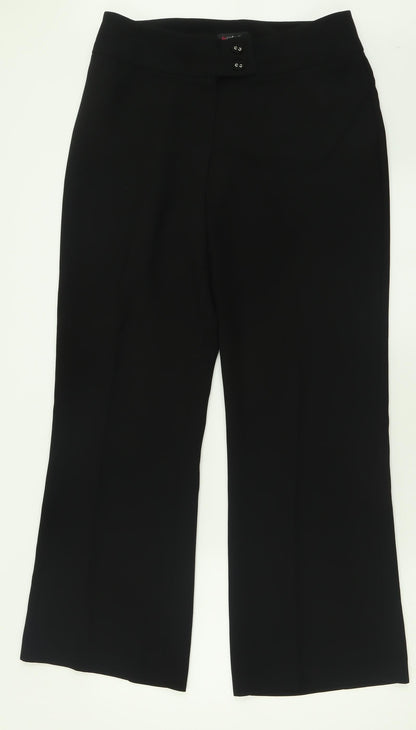 Bonmarché Womens Black Polyester Trousers Size 12 L29 in Regular Button