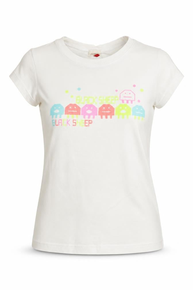 Only Womens White  Polyester Basic T-Shirt Size XS Crew Neck - Sheep