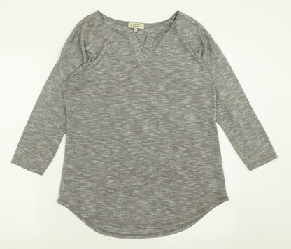 Preloved Papaya Womens Grey  Polyester Basic T-Shirt Size 12 V-Neck - Front