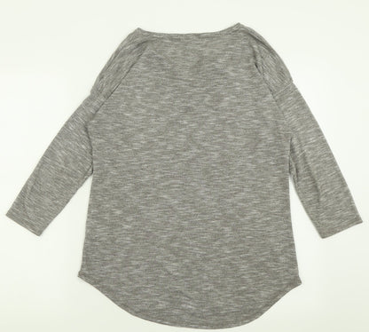 Preloved Papaya Womens Grey  Polyester Basic T-Shirt Size 12 V-Neck - Back