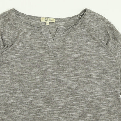 Preloved Papaya Womens Grey  Polyester Basic T-Shirt Size 12 V-Neck - Detail