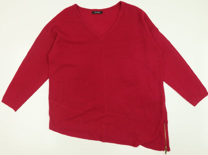 Preloved Evans Womens Pink V-Neck  Acrylic Pullover Jumper Size 22 - Front