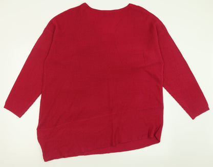 Preloved Evans Womens Pink V-Neck  Acrylic Pullover Jumper Size 22 - Back