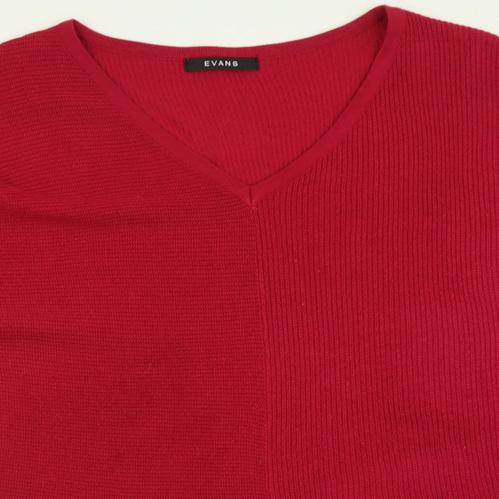 Evans Womens Pink V-Neck  Acrylic Pullover Jumper Size 22